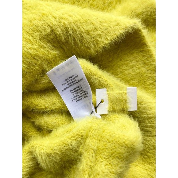 Aritzia SUNDAY BEST Kitten Chartreuse Yellow Fuzzy Knit Cropped Sweater, Size M - Picture 8 of 13